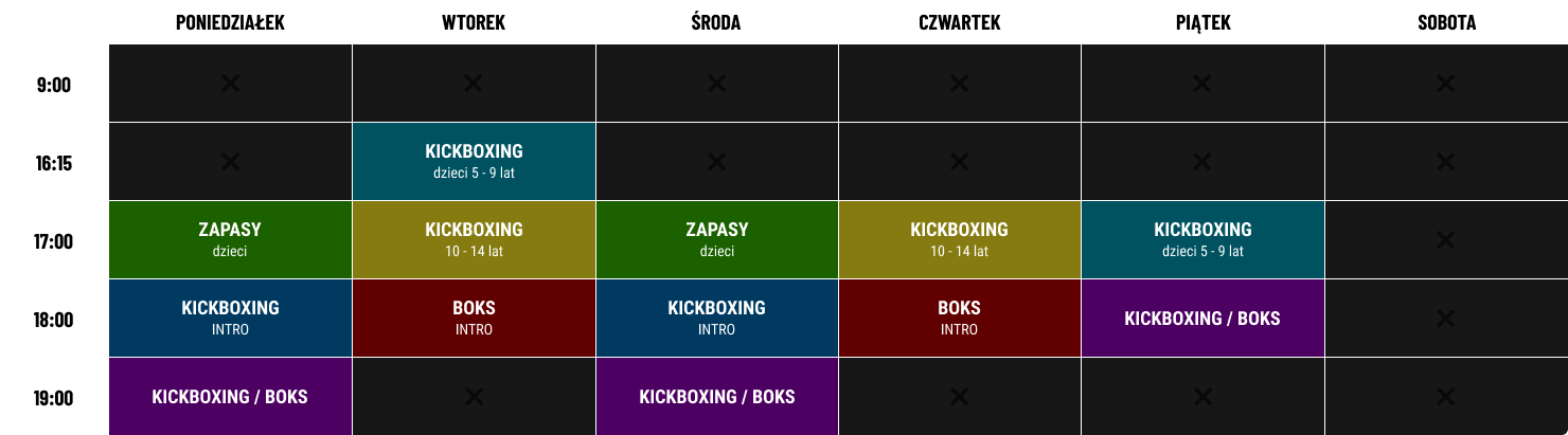 grafik sezon 2027 &ndash; Kratos - Klub sportów walki w Białej Podlaskiej!